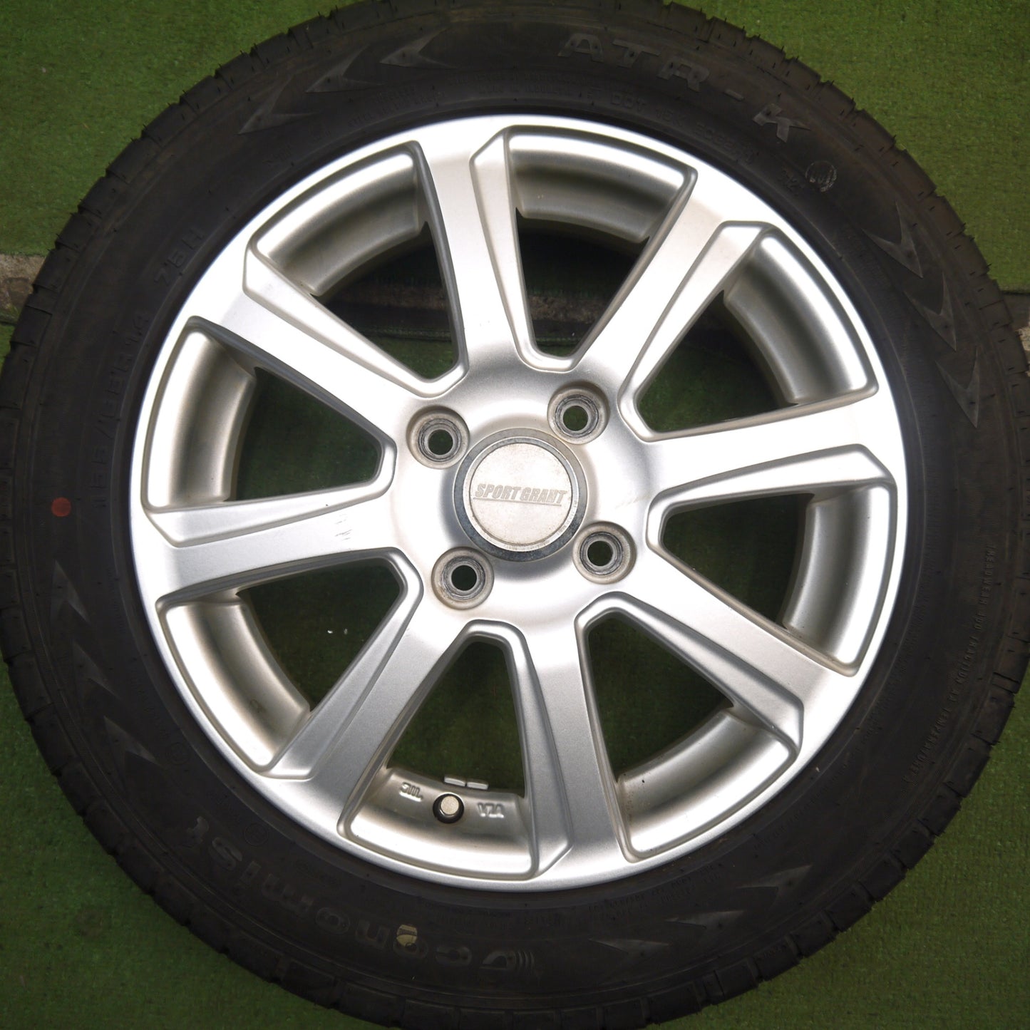 バリ溝！21年！9.5分★155/65R14 エコノミスト ATR-K SPORT GRAHT 社外 アルミ 14インチ PCD100/4H★5090102Hノ