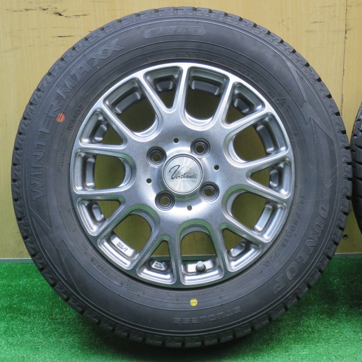 キレイ！22年★スタッドレス 145/80R13 ダンロップ ウインターマックス WM02 Verthandi ヴェルサンディ ヴェルザンディ 13インチ PCD100/4H★5120412NJス