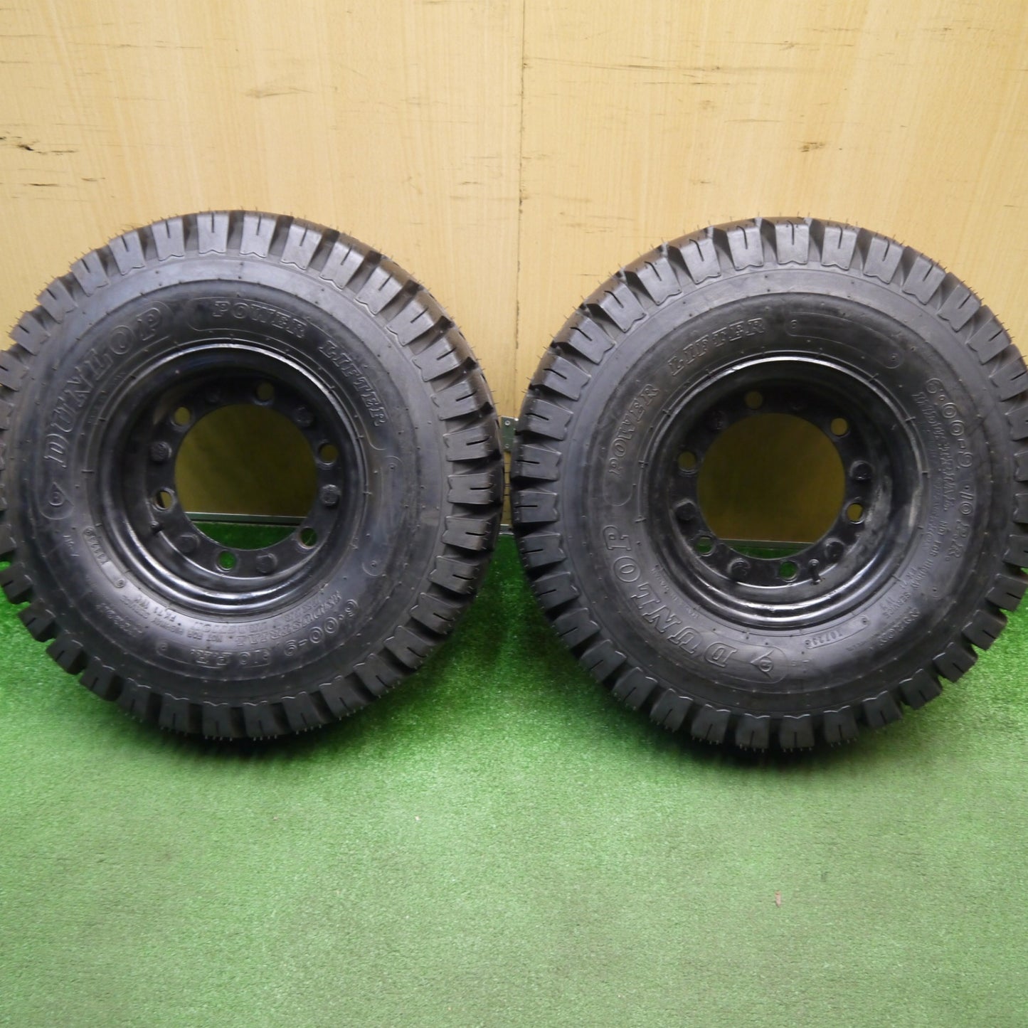 未使用！23年！2本★フォークリフト 6.00-9 10PR ダンロップ POWER LIFTER スチール ホイール PCD180/6H★6011409Hノ
