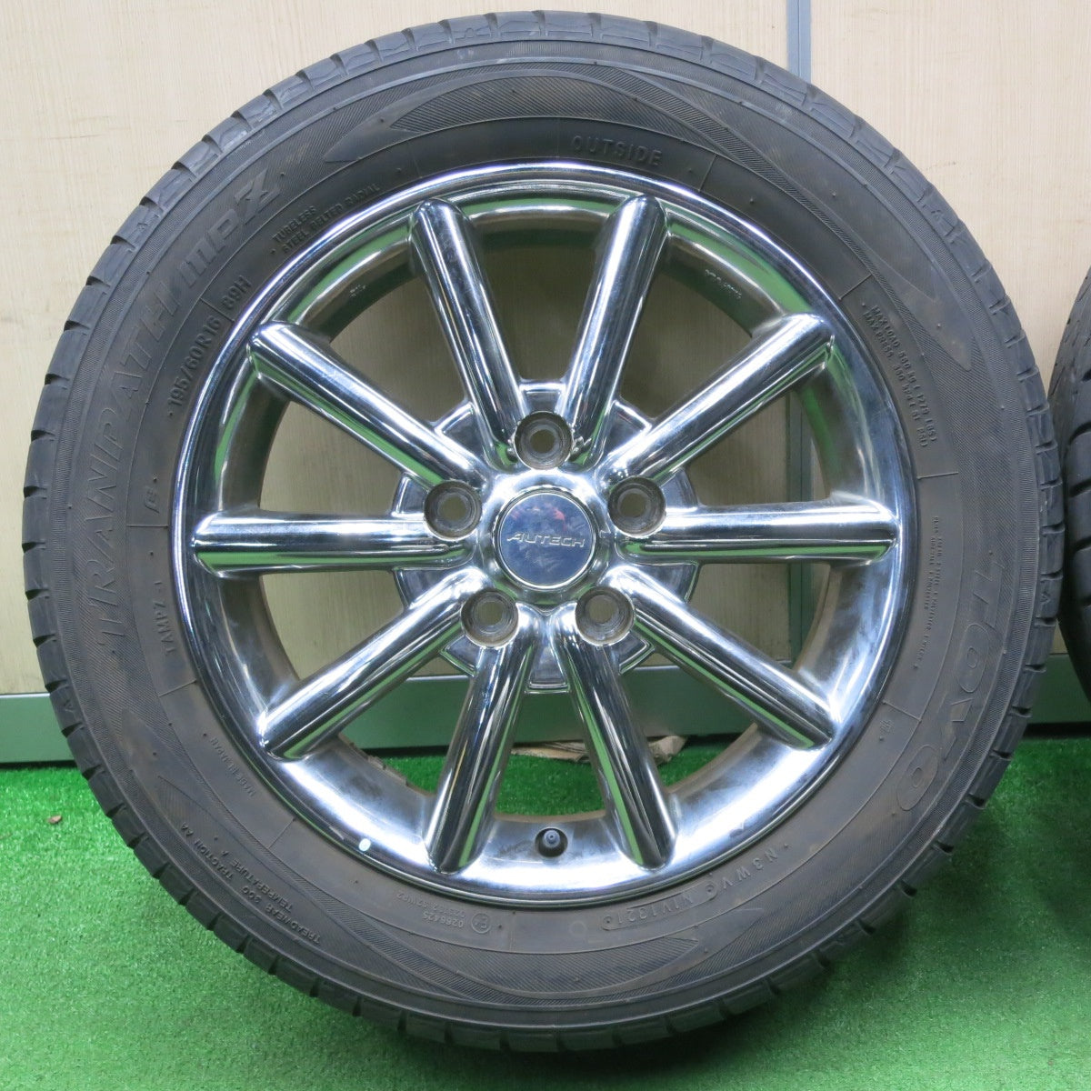 [送料無料] バリ溝！21年！8.5分★日産 ラフェスタ セレナ 等 純正 AUTECH RAYS製 195/60R16 トーヨー トランパス MPZ 16インチ オーテック PCD114.3/5H★5010301NJノ