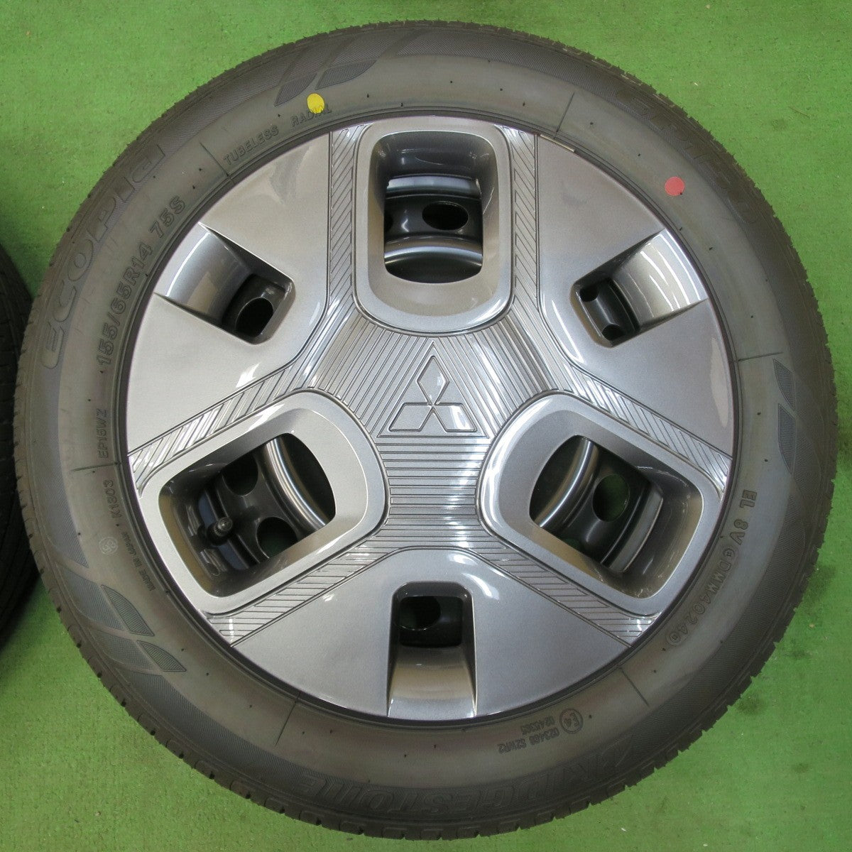 [送料無料] 新車外し！24年★三菱 デリカ ミニ 純正 スチール 155/65R14 ブリヂストン エコピア EP150 14インチ PCD100/4H★5031406イノ