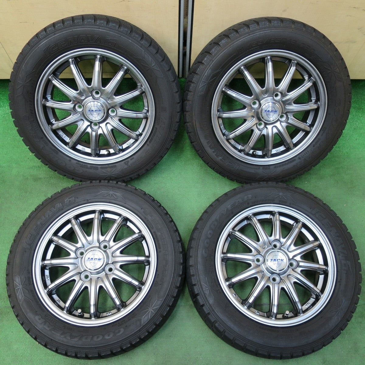 キレイ★スタッドレス 155/65R13 グッドイヤー アイスナビ6 ZACK JP-812 MONZA ザック 13インチ PCD100/4H★4121203イス