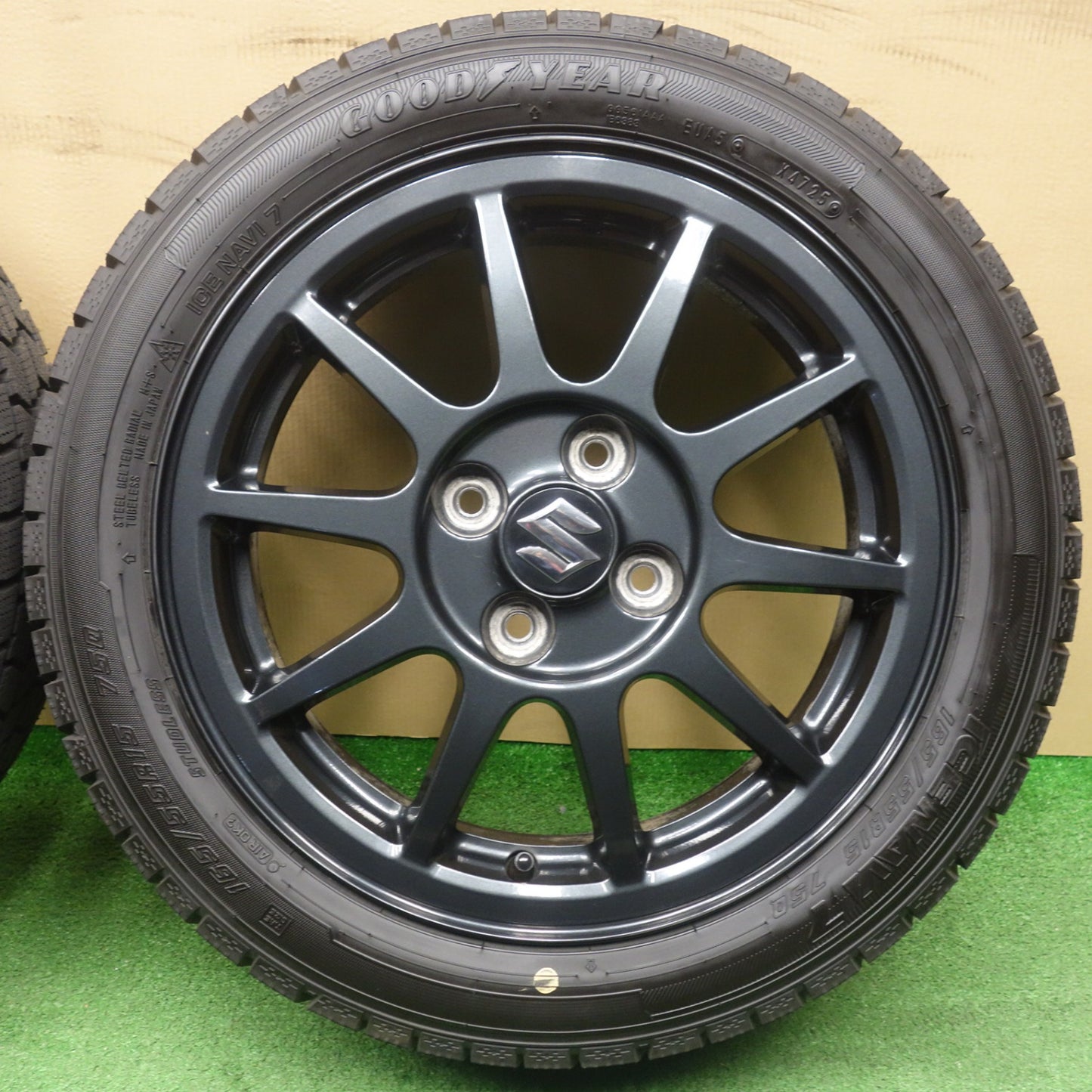 ほぼ未使用！25年！キレイ★スズキ HA36S アルト ワークス 純正 165/55R15 スタッドレス グッドイヤー アイスナビ7 15インチ PCD100/4H★6032801KTス
