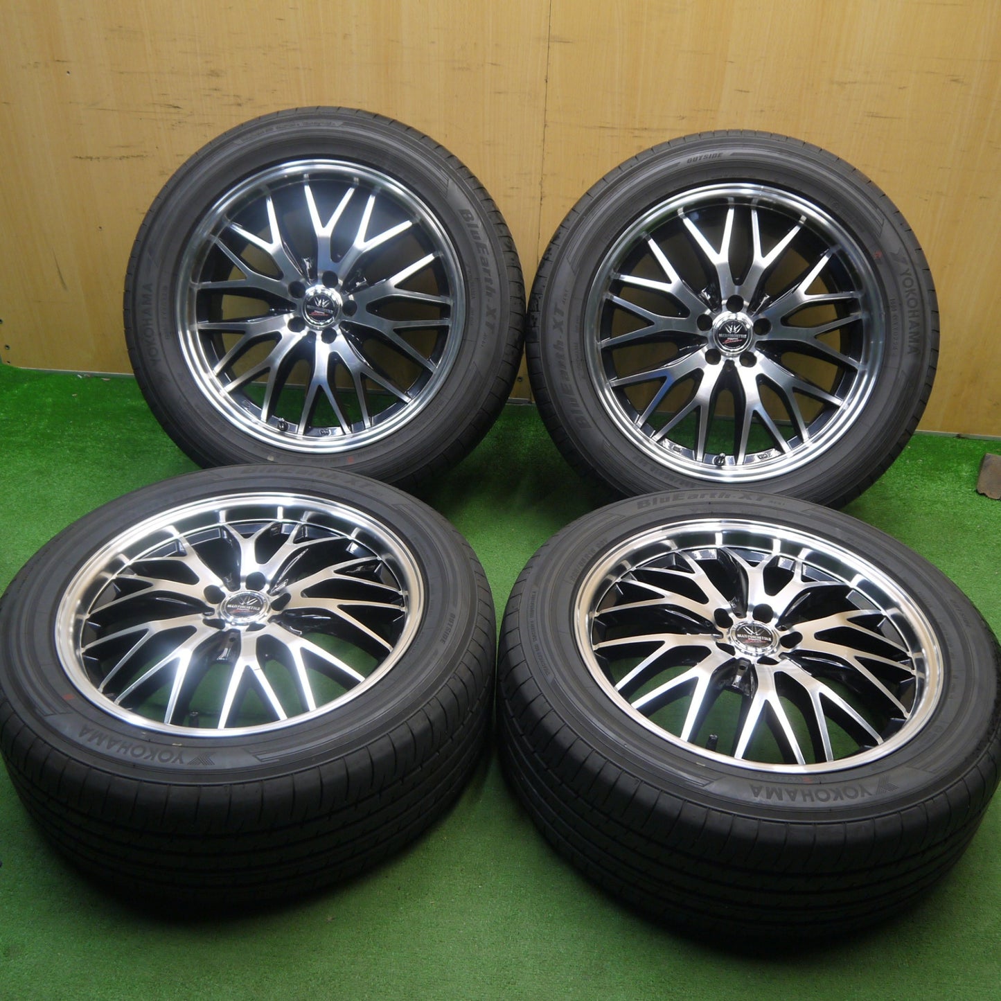 バリ溝！24年！キレイ！9.5分★フォレスター 等 LOXARNY 632 MULTI FORCHETTAⅡ SP Spector 225/55R18 ヨコハマ BluEarth-XT AE61 18インチ ロクサーニ PCD100/5H★6041006Hノ