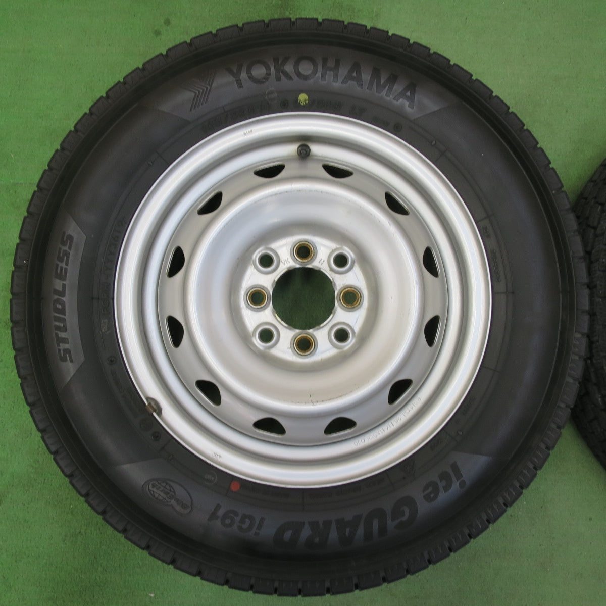 バリ溝！キレイ！9.5分★スタッドレス 165/80R14 91/90N ヨコハマ アイスガード iG91 スチール ホイール 14インチ PCD100 114.3/4H マルチ★5051310イス