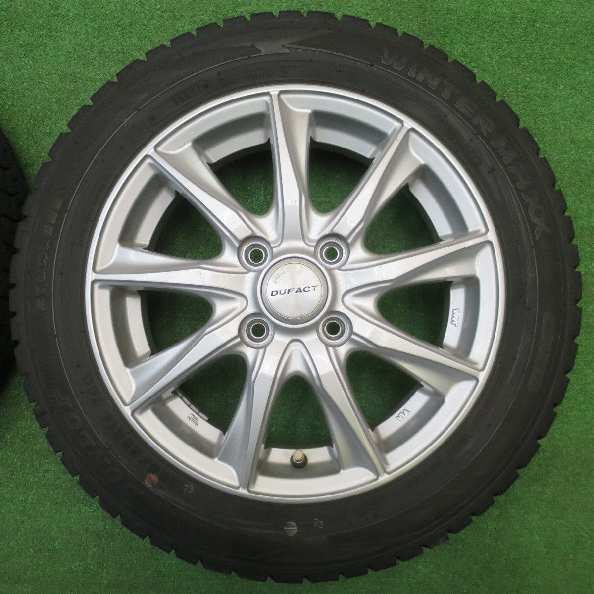 バリ溝！22年！9分★スタッドレス 155/65R14 ダンロップ ウインターマックス WM02 DUFACT デュファクト 14インチ PCD100/4H★5110704NJス