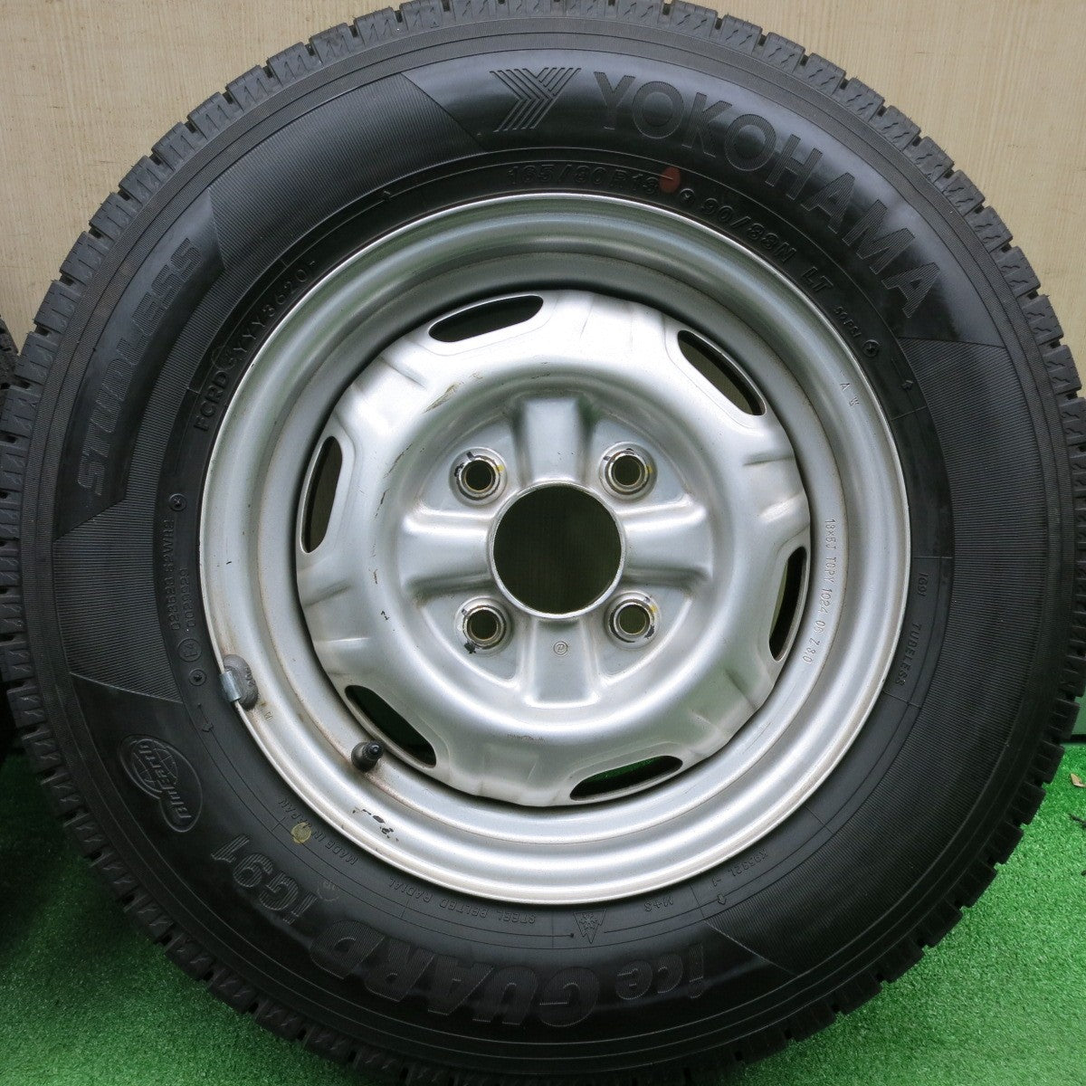 [送料無料] タイヤほぼ未使用！20年！キレイ★ライトエース タウンエース 等 225/50R12.5 165/80R13 スタッドレス ヨコハマ アイスガード iG91 SY01 スチール PCD114.3/4H★4111603HAス