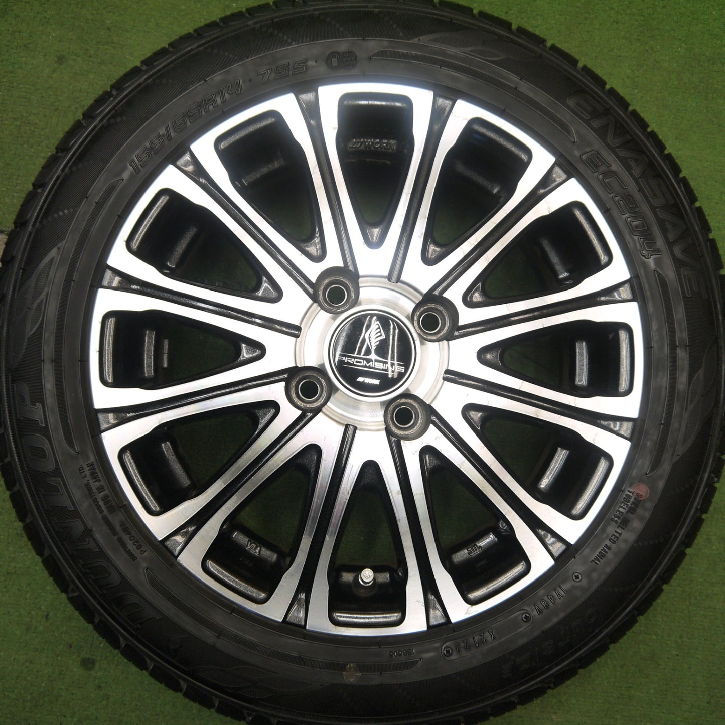 バリ溝！23年！9分★WORK PROMISING STYLE V 155/65R14 ダンロップ エナセーブ EC204 ワーク プロミッシング スタイルV 14インチ PCD100/4H★5062008Hノ