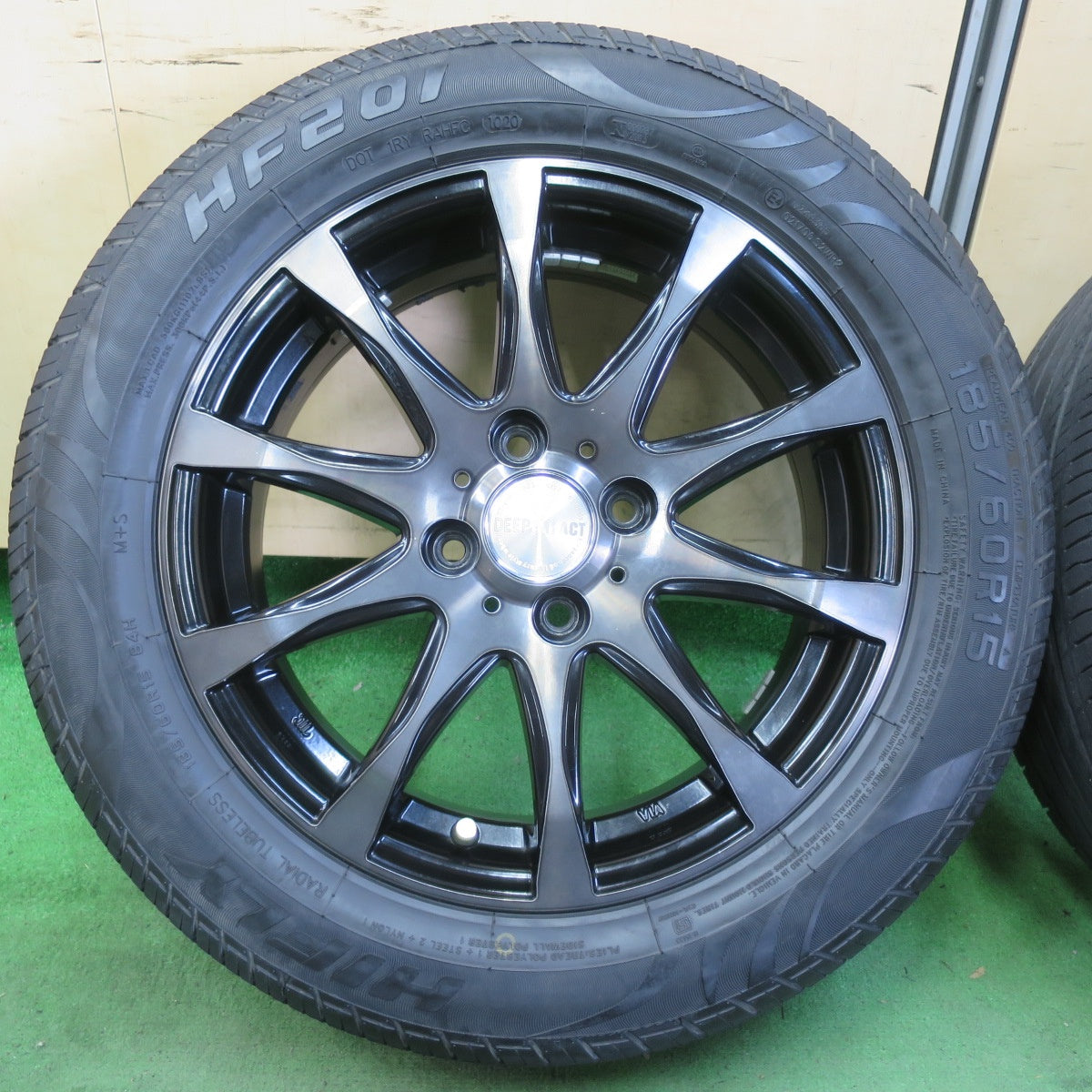 バリ溝！キレイ！8.5分★185/60R15 DEEP IMPACT WZ-8 ハイフライ HF201 ディープ インパクト 15インチ PCD100/4H★5062006イノ