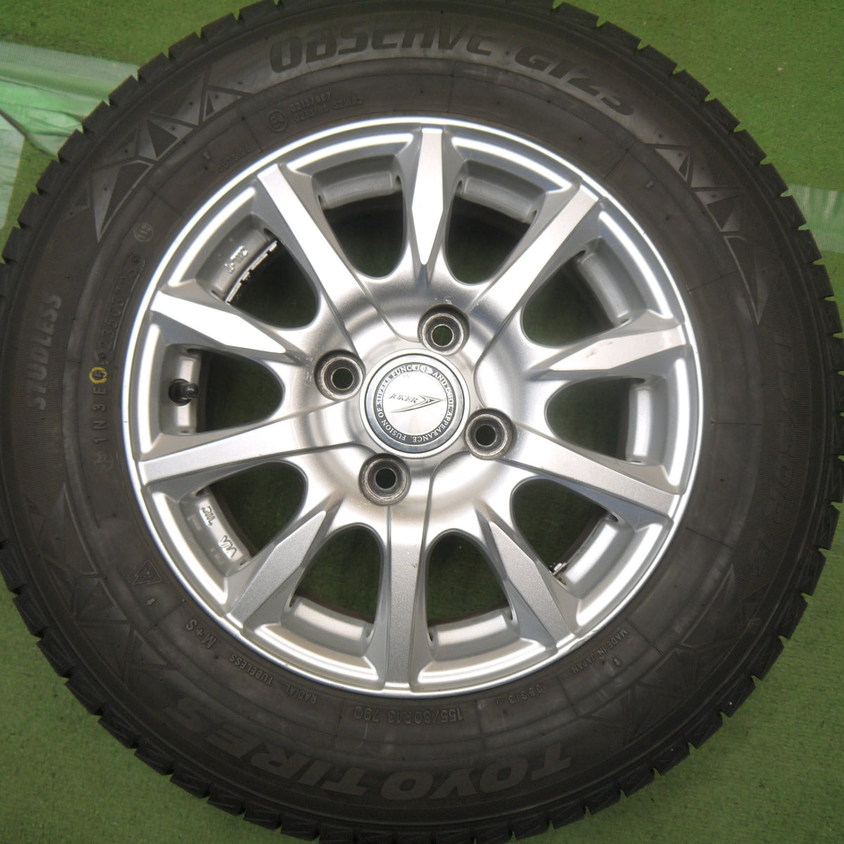 バリ溝！25年！9.5分以上◎スタッドレス 155/80R13 トーヨー オブザーブ GIZ3 JOKER ジョーカー 13インチ PCD100/4H◎6092901Hス