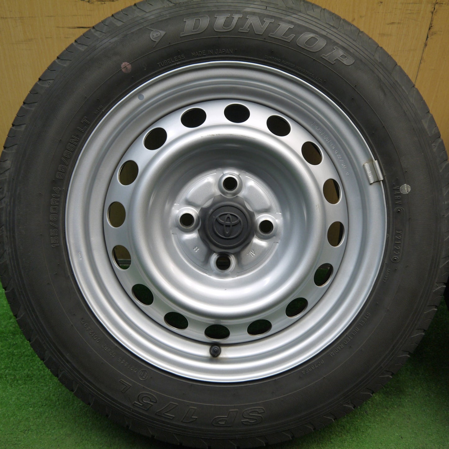 キレイ！22年★トヨタ サクシード プロボックス 等 純正 スチール 155/80R14 88/86N ダンロップ SP175L 14インチ PCD100/4H★5053005Hノ