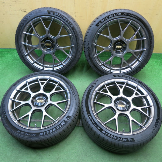 バリ溝！23年！キレイ！9分★ベンツ 等 BBS RE-V7 006 007 225/45R18 255/40R18 ミシュラン パイロットスポーツ5 18インチ PCD112/5H★5072608HAノ
