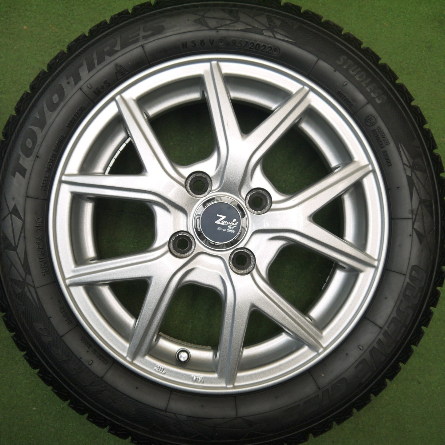 バリ溝！22年！キレイ！9分★スタッドレス 155/65R14 トーヨー オブザーブ GIZ Zmeist M5 14インチ PCD100/4H★6013001Hス