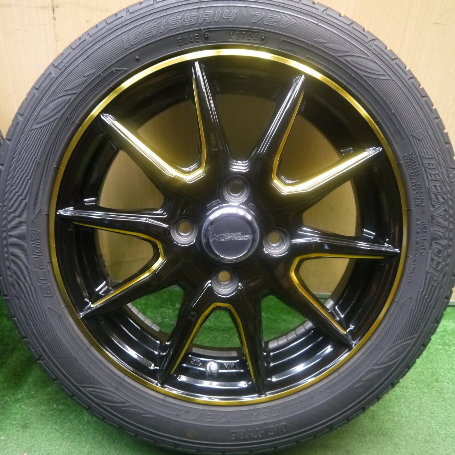 バリ溝！24年！キレイ！8.5分★X CROSS SPEED 165/55R14 ダンロップ EC202 クロススピード 14インチ 軽自動車 軽 サイズ PCD100/4H★5090501Hノ