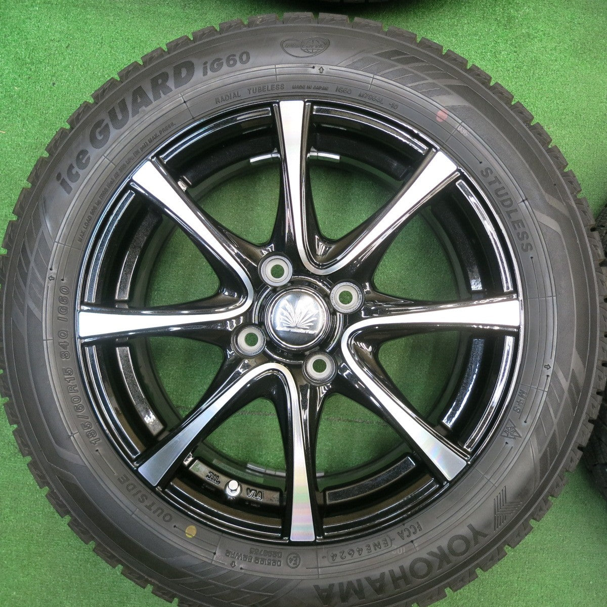 タイヤほぼ未使用！24年！キレイ★Lehrmeister PREMIX AMALFI V Jr 185/60R15 スタッドレス ヨコハマ アイスガード iG60 レアマイスター プレミックス アマルフィ PCD100/4H★5041504TNス