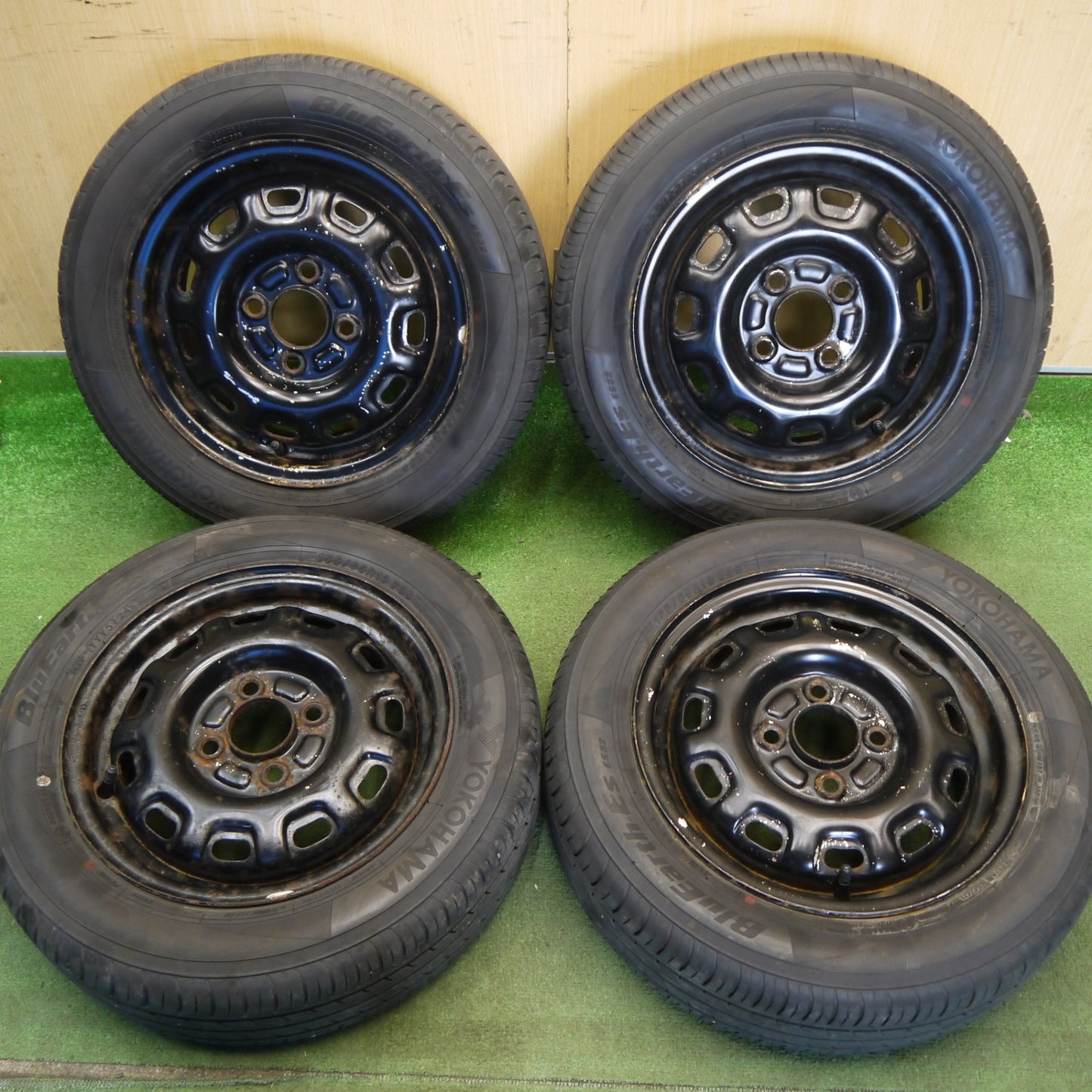 4本価格！24年★155/65R13 ヨコハマ BluEarth-ES ES32 スチール ホイール ブルーアース 13インチ PCD100/4H★6052003Hノ