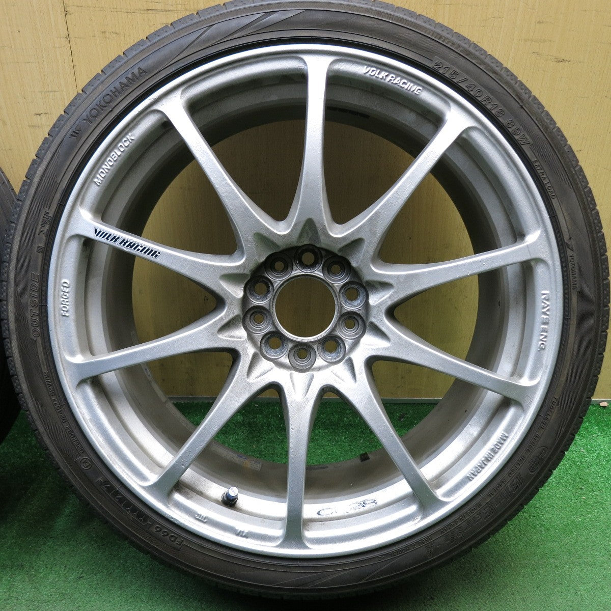 バリ溝！8.5分◎RAYS VOLK RACING CE28NF MONOBLOCK 鍛造 215/40R18 ヨコハマ BluEarth-A AE50 レイズ モノブロック 18インチ PCD100/5H◎6080403AKノ