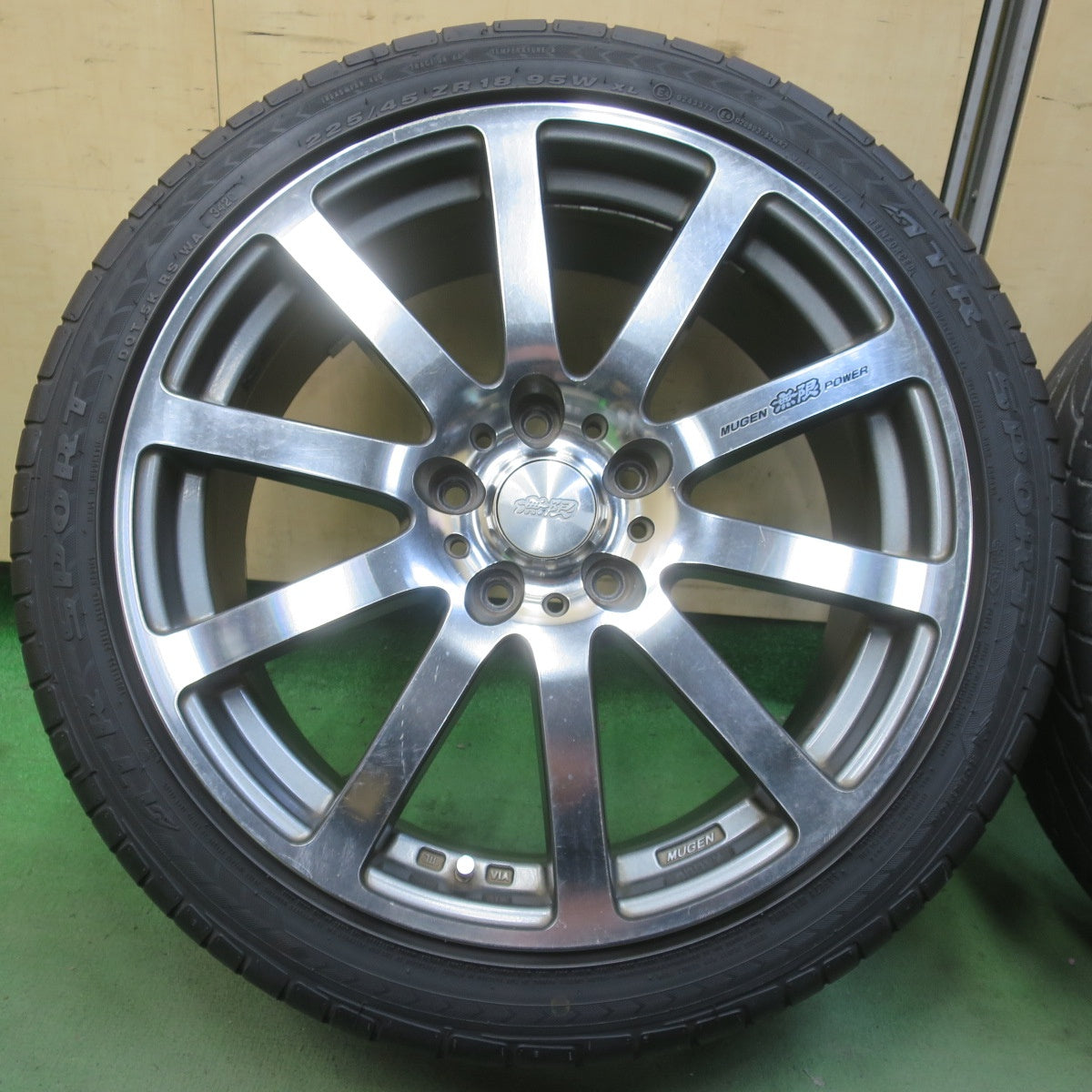 バリ溝！9分◎無限 MUGEN POWER NR 225/45R18 ATR SPORT ATRスポーツ 18インチ PCD114.3/5H◎6101704イノ