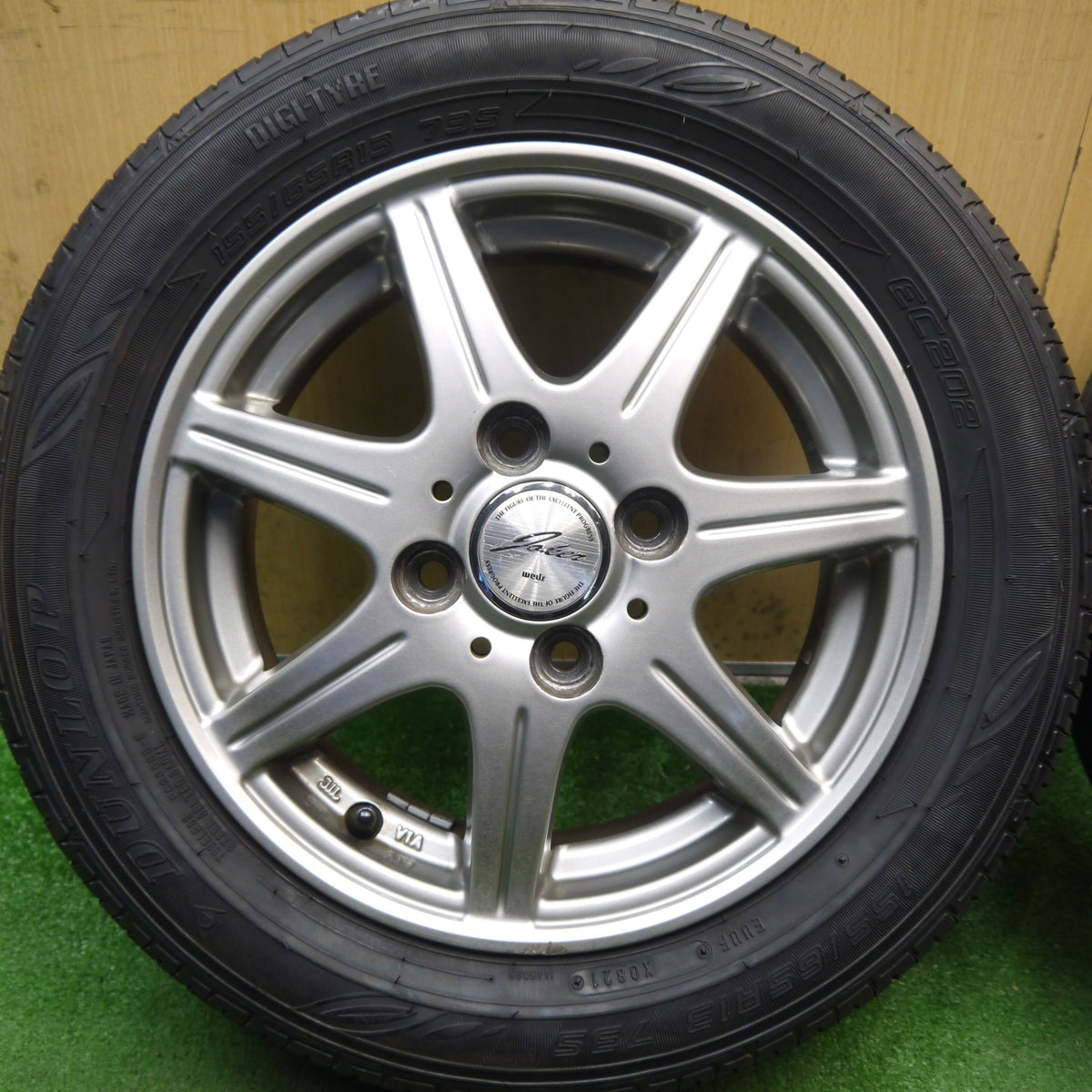 バリ溝！9.5分以上◎155/65R13 ダンロップ EC202 JOKER ジョーカー 13インチ PCD100/4H◎6092904Hノ