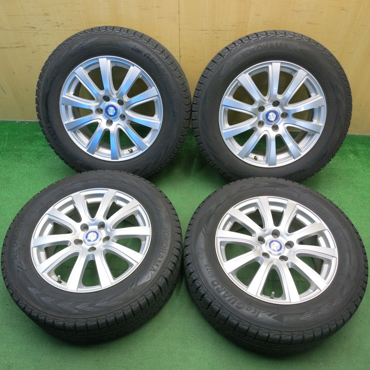 バリ溝！キレイ！9.5分★スタッドレス 225/65R17 ヨコハマ アイスガード G075 JENEIGE 社外 アルミ 17インチ PCD114.3/5H★6040508HAス