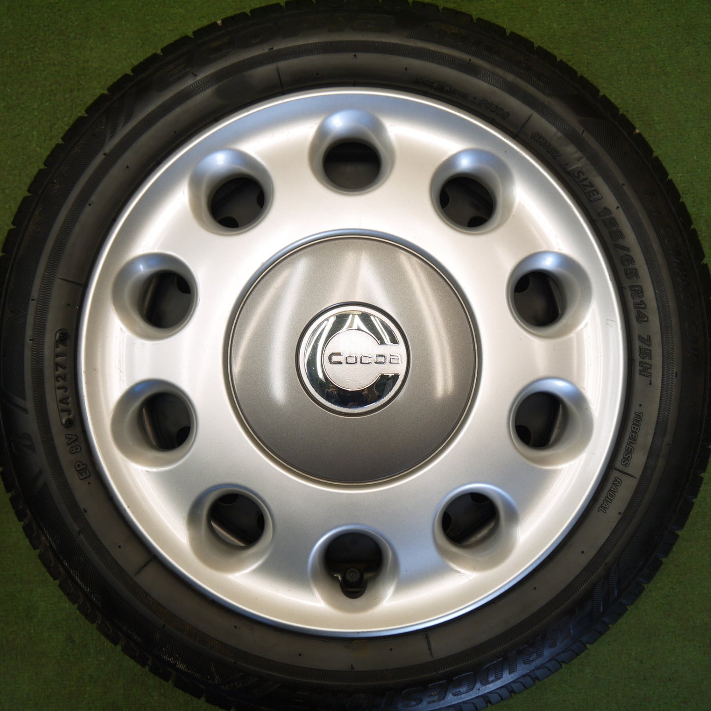 バリ溝！キレイ！9分★ダイハツ ミラ ココア 純正 スチール 155/65R14 ブリヂストン エコピア NH100C 14インチ PCD100/4H★6051108Hノ