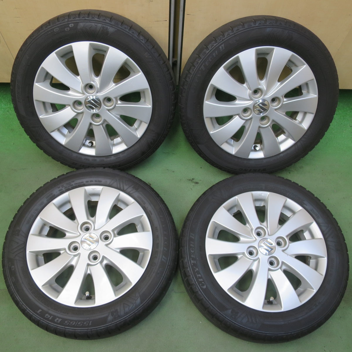4本価格◎スズキ MK32S スペーシア カスタム 純正 155/65R14 バイキング CITYTECHⅡ 14インチ PCD100/4H◎6072801イノ