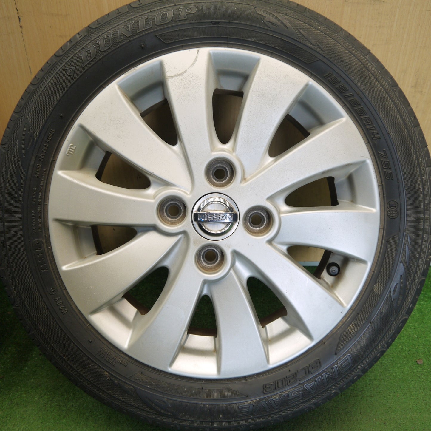 4本価格◎日産 モコ 純正 155/65R14 ダンロップ エナセーブ EC203 14インチ PCD100/4H◎6070803Hノ