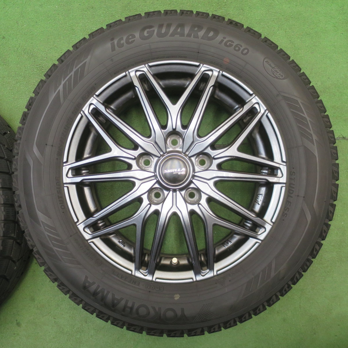 バリ溝！23年！9分◎スタッドレス 195/65R15 ヨコハマ アイスガード iG60 SIBILLA NEXT W45 シビラ 15インチ PCD114.3/5H◎6063002NJス