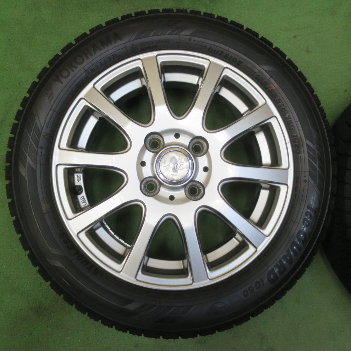 タイヤほぼ未使用！22年★スタッドレス 155/65R14 ヨコハマ アイスガード iG60 LAYCEA レイシア 14インチ PCD100/4H★5080601イス