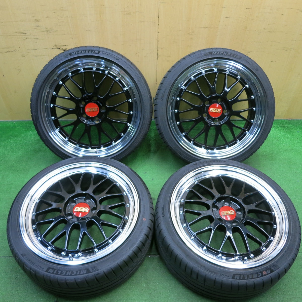 バリ溝！23年！キレイ！9.5分★ミニ クーパー 等 BBS LM455 205/40R18 ミシュラン パイロットスポーツ4 18インチ PCD112/5H★5051604AKノ