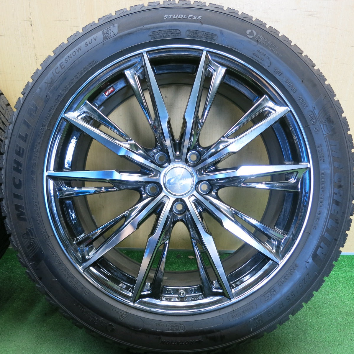 バリ溝！9.5分◎LEONIS GX 225/55R19 スタッドレス ミシュラン X-ICE SNOW SUV レオニス 19インチ PCD114.3/5H◎6061803HAス