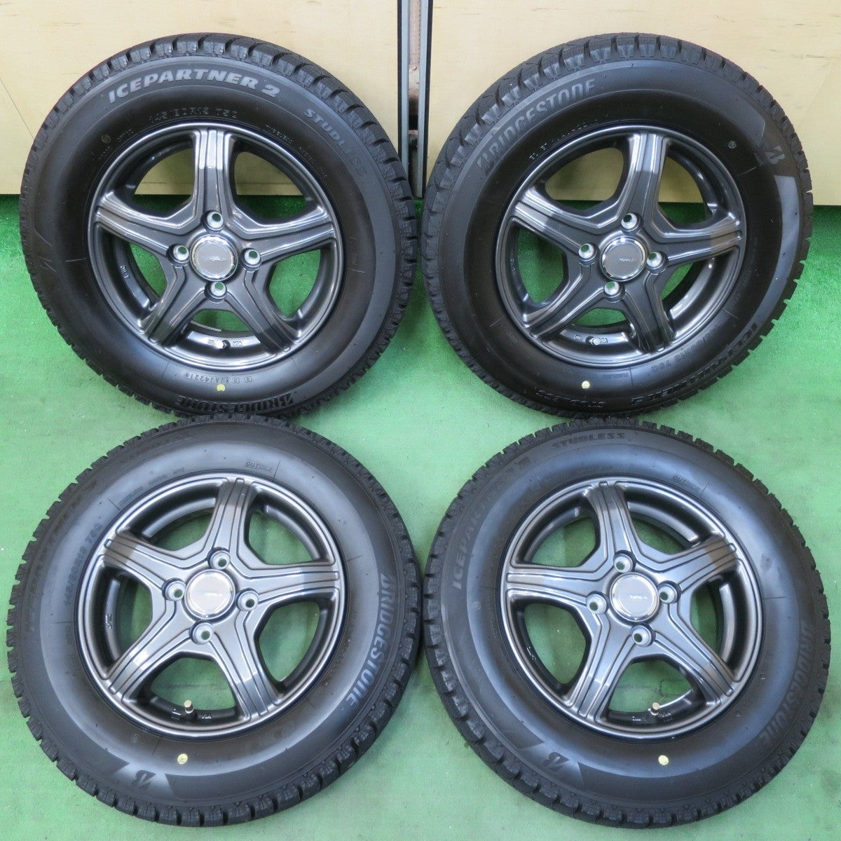 超バリ溝！21年！キレイ！ほぼ10分★スタッドレス 145/80R13 ブリヂストン アイスパートナー2 TOPRUN トップラン 13インチ PCD100/4H★5040710イス