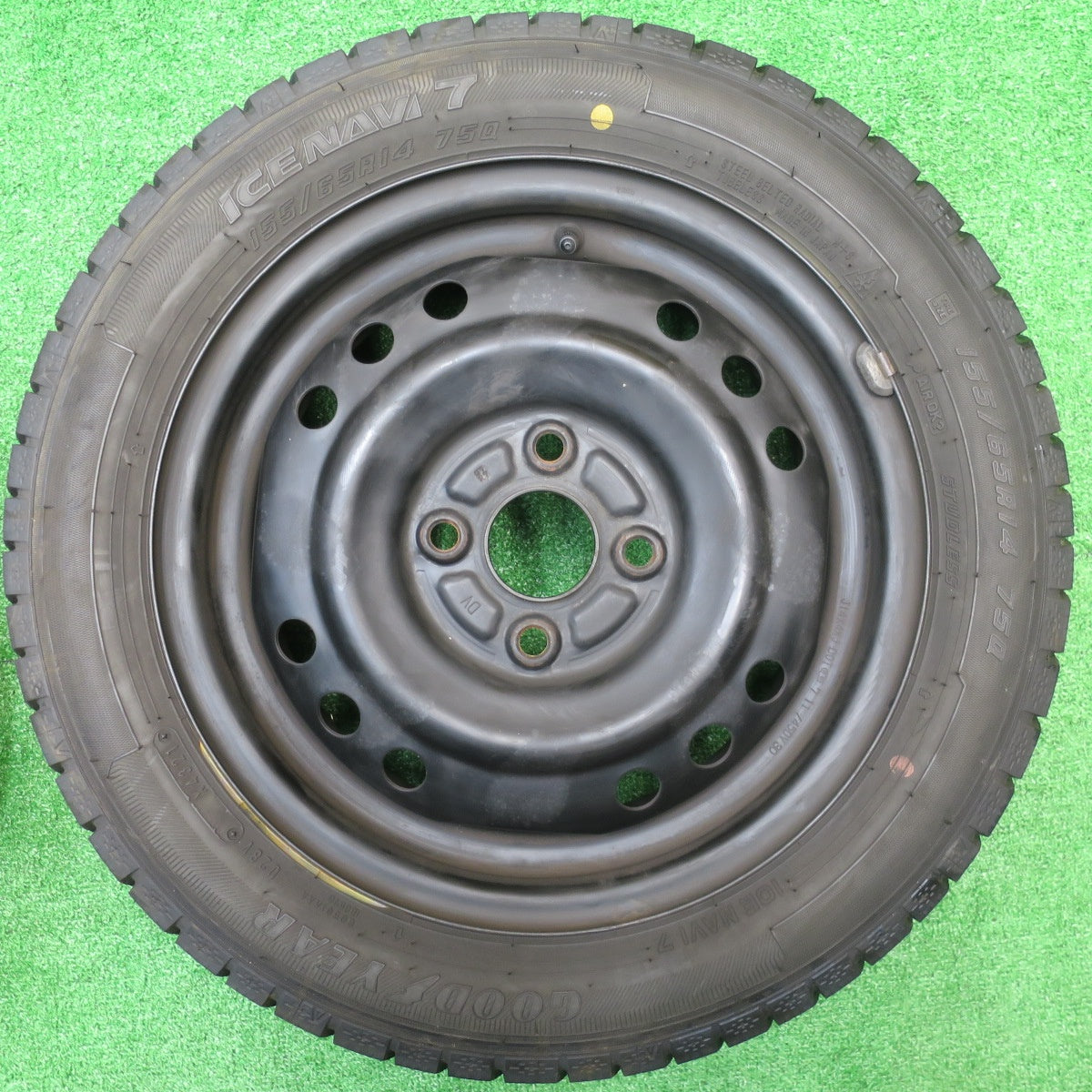 バリ溝！21年！9分★スタッドレス 155/65R14 グッドイヤー アイスナビ7 スチール ホイール 14インチ PCD100/4H★5101606NJス