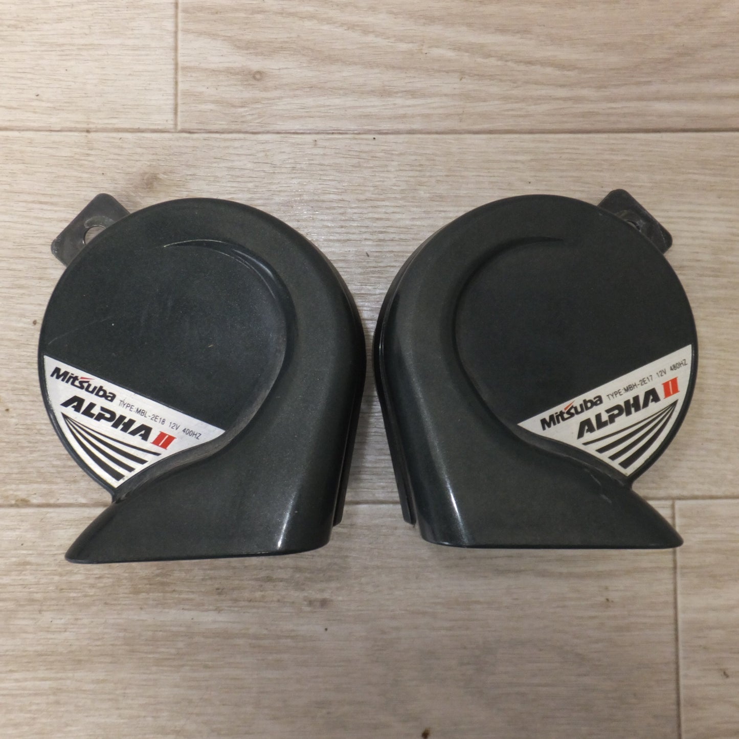 [送料無料] 現状品★ミツバ Mitsuba アルファホーン アルファーII ALPHAII MBH-2E17 グリーン 左 右 セット★
