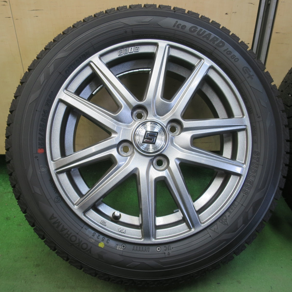 ほぼ未使用！25年！キレイ★スタッドレス 155/65R14 ヨコハマ アイスガード iG80 SEIN SS ザイン 14インチ PCD100/4H★6041805イス