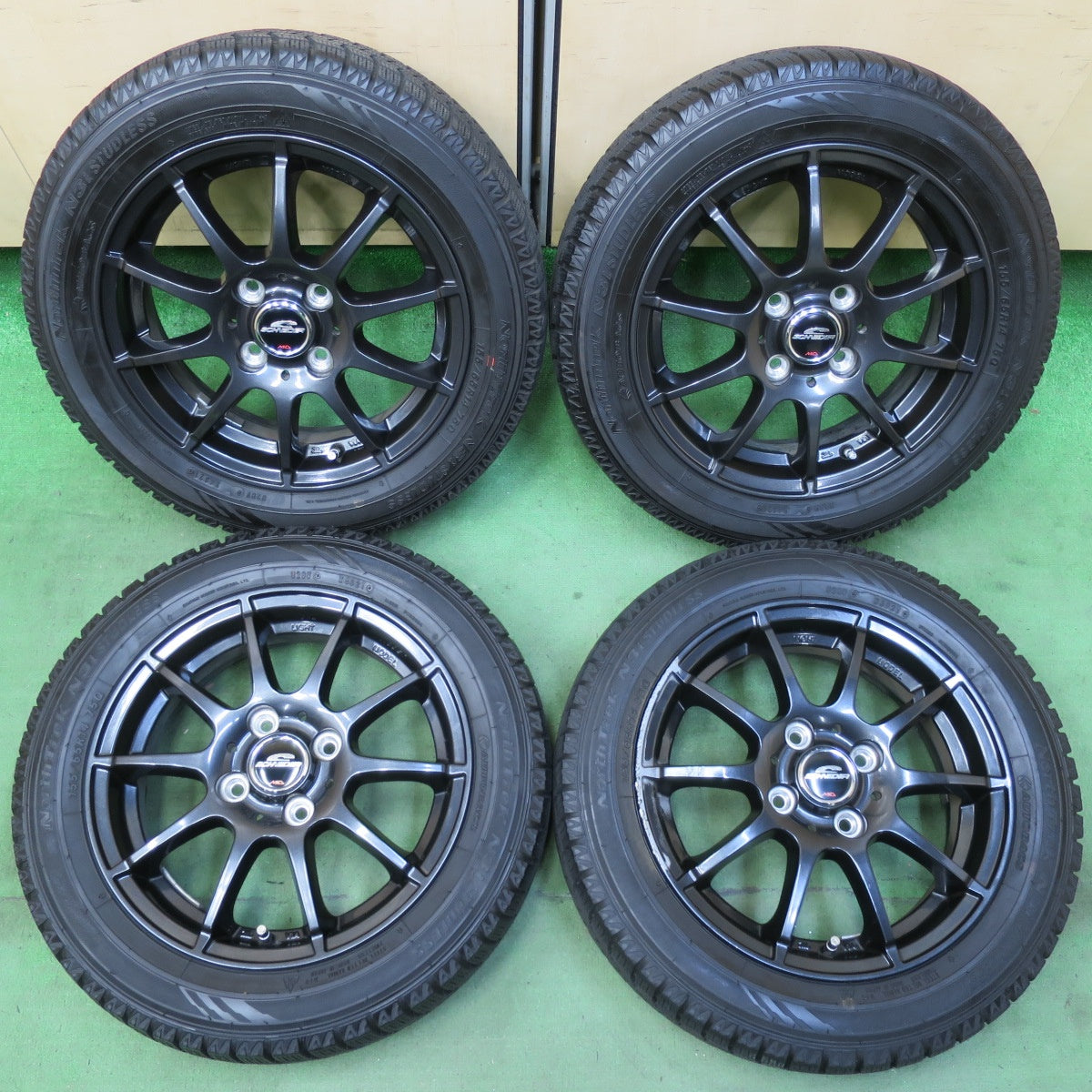 バリ溝！21年！キレイ！9.5分以上★スタッドレス 155/65R14 オートバックス ノーストレック N3i SCHNEIDER MiD シュナイダー マルカ 14インチ PCD100/4H★5060901イス