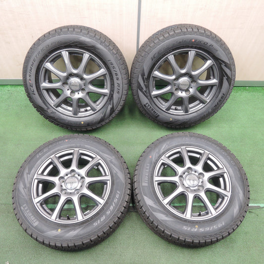 *送料無料* 超バリ溝!21年!キレイ!ほぼ10分★スタッドレス 195/65R15 ピレリ アイスアシンメトリコ プラス DUFACT デュファクト 15インチ PCD114.3/5H★4031908TNス