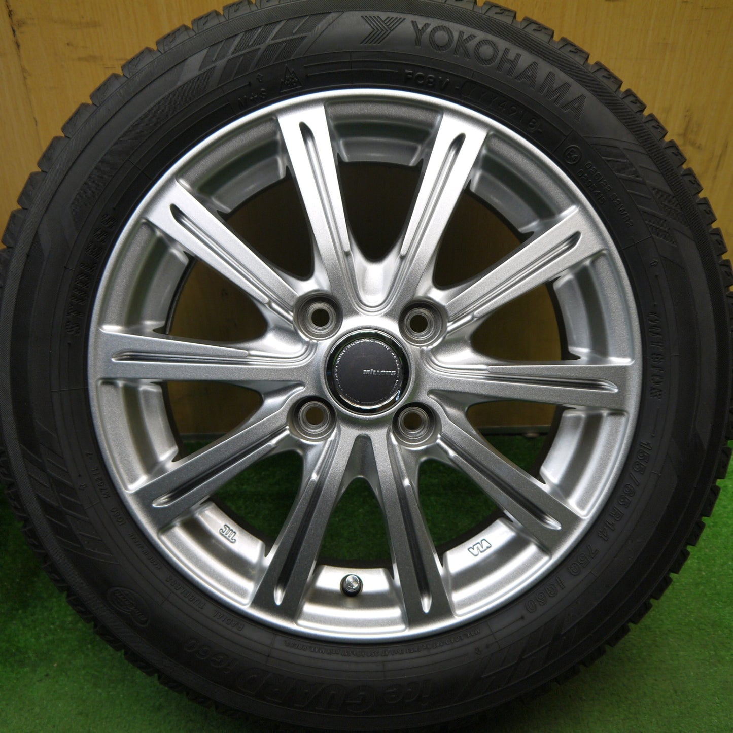 バリ溝！キレイ！8.5分★スタッドレス 155/65R14 ヨコハマ アイスガード iG60 MiLLOUS ミルアス 14インチ PCD100/4H★5060407Hス