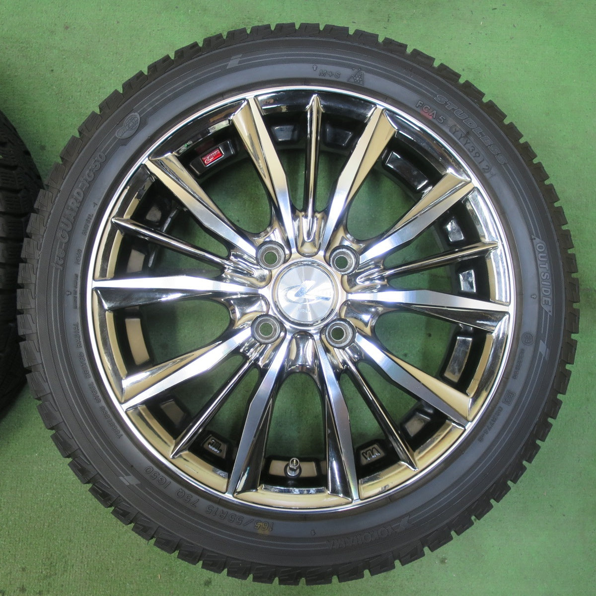 バリ溝！キレイ！9.5分★LEONIS VX 165/55R15 スタッドレス ヨコハマ アイスガード iG50 レオニス 15インチ 軽サイズ PCD100/4H★5090402イス