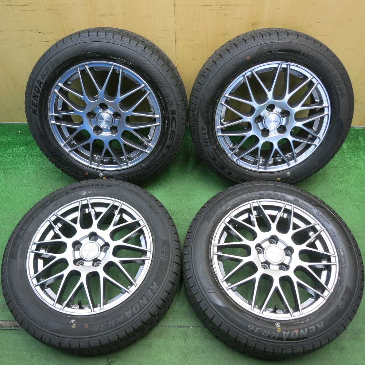 バリ溝！25年！ほぼ10分★シエンタ 等 185/60R15 スタッドレス ケンダ KR36 アイステック ネオ Humanline MM-022 ヒューマンライン 15インチ PCD100/5H★6052306HAス