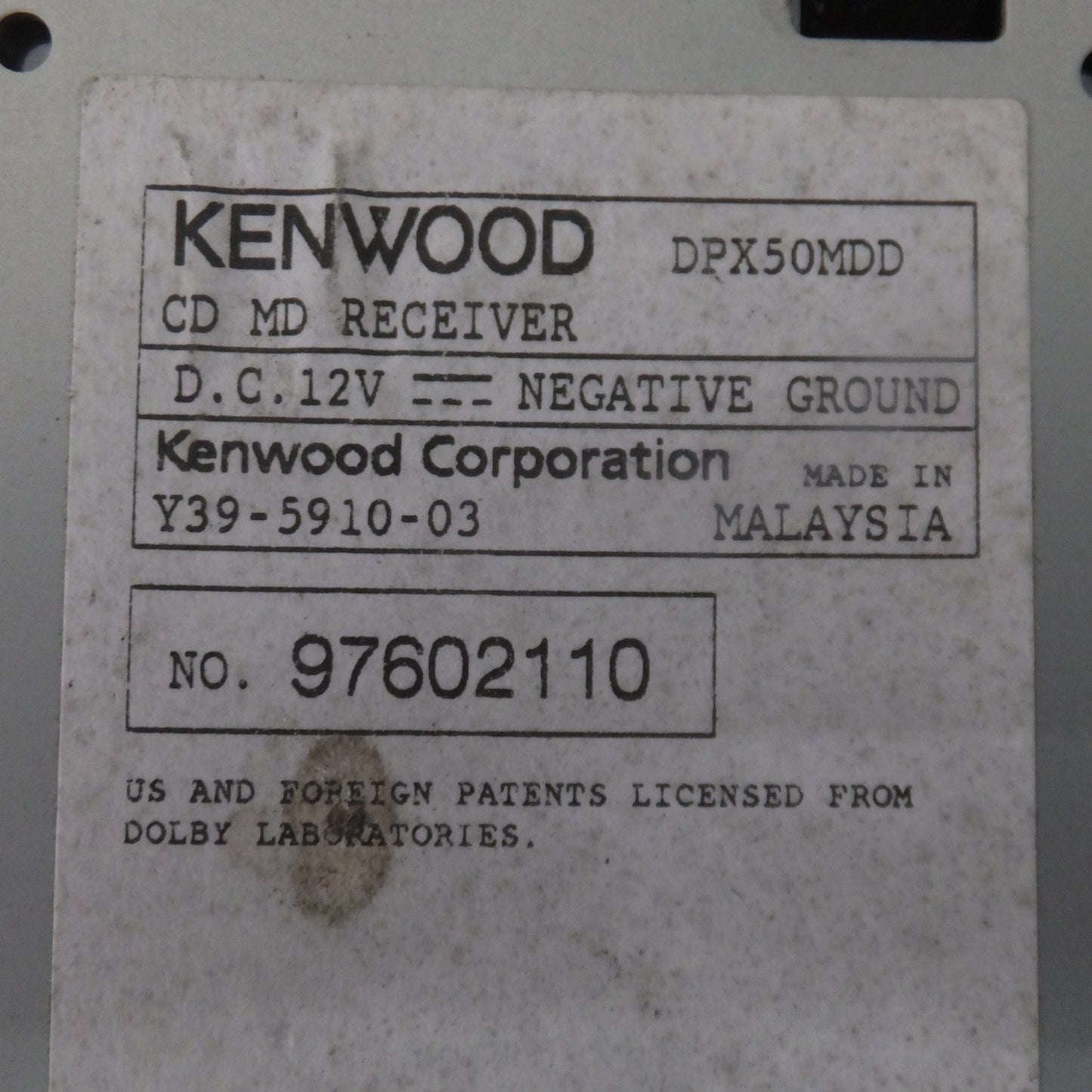 [送料無料] ★ケンウッド KENWOOD デュアルサイズCD/MDレシーバー DPX50MDD(62★