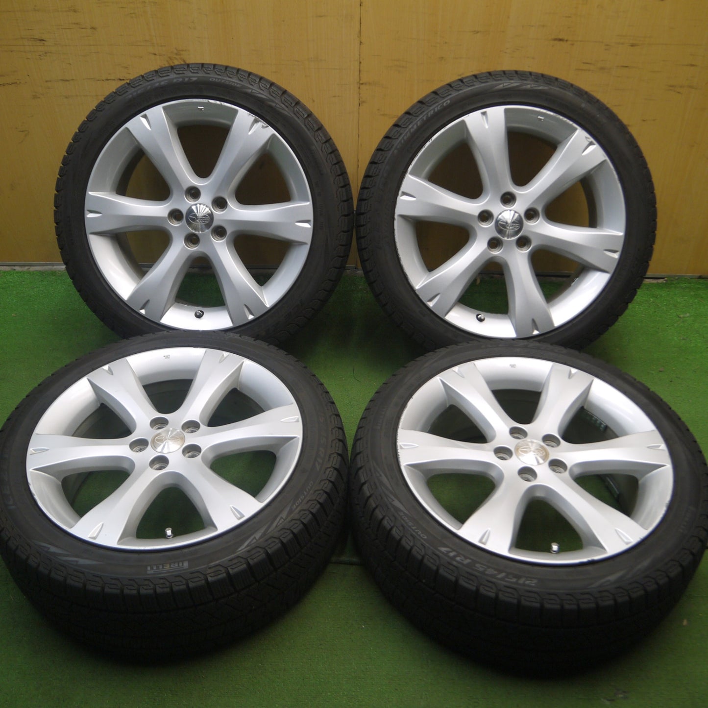 *送料無料* バリ溝！22年！9.5分★スバル BP5 レガシィ 純正 215/45R17 スタッドレス ピレリ アイスゼロ アシンメトリコ PCD100/5H★4043008Hス