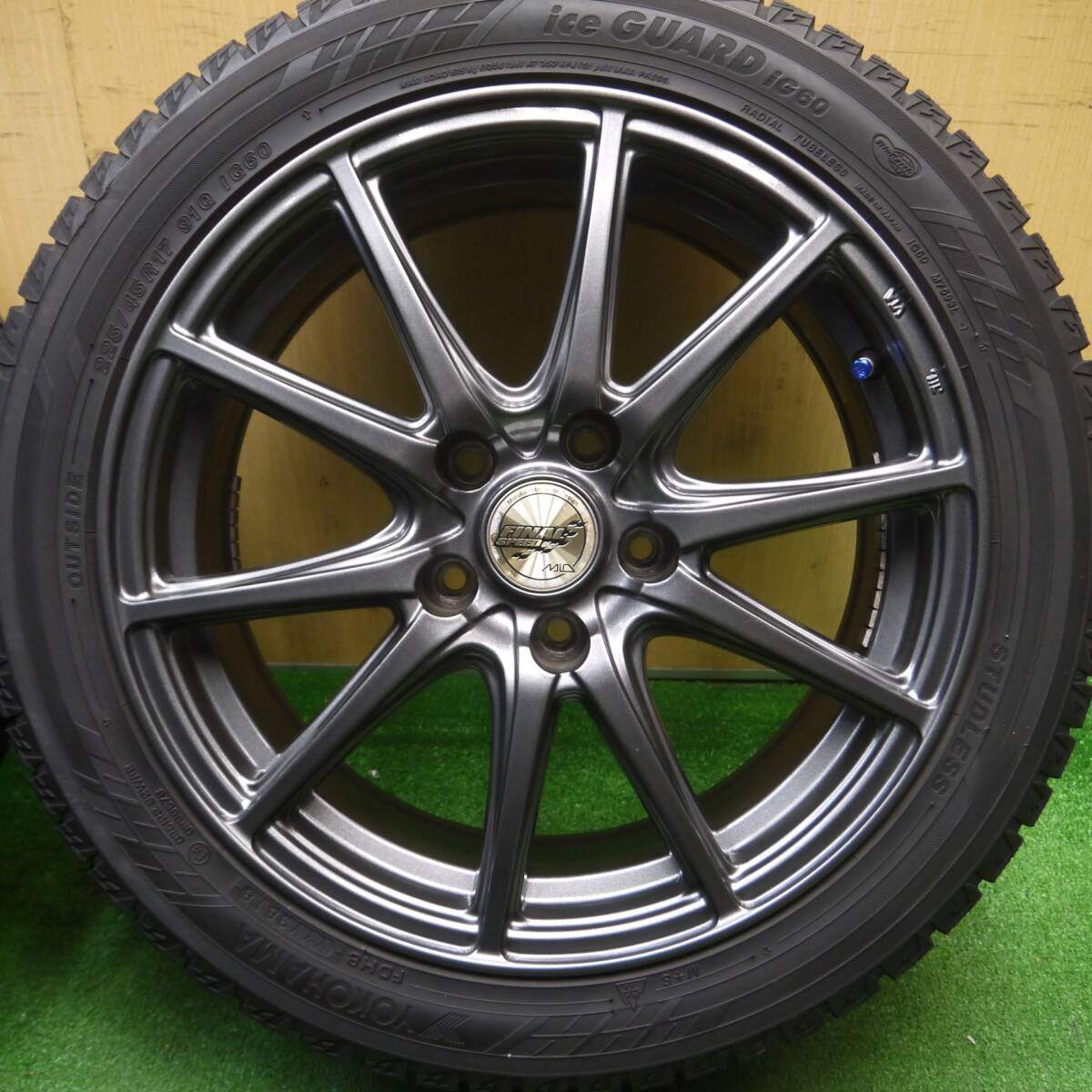 バリ溝！キレイ！8.5分★スタッドレス 225/45R17 ヨコハマ アイスガード iG60 FINAL SPEED MiD 17インチ PCD114.3/5H★5010609Hス