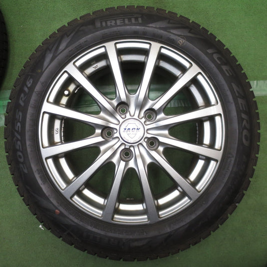 バリ溝！23年！キレイ！9.5分以上◎スタッドレス 205/55R16 ピレリ アイスゼロ アシンメトリコ ZACK JP-112 MONZA ザック モンツァ 16インチ PCD114.3/5H◎6092202NJス