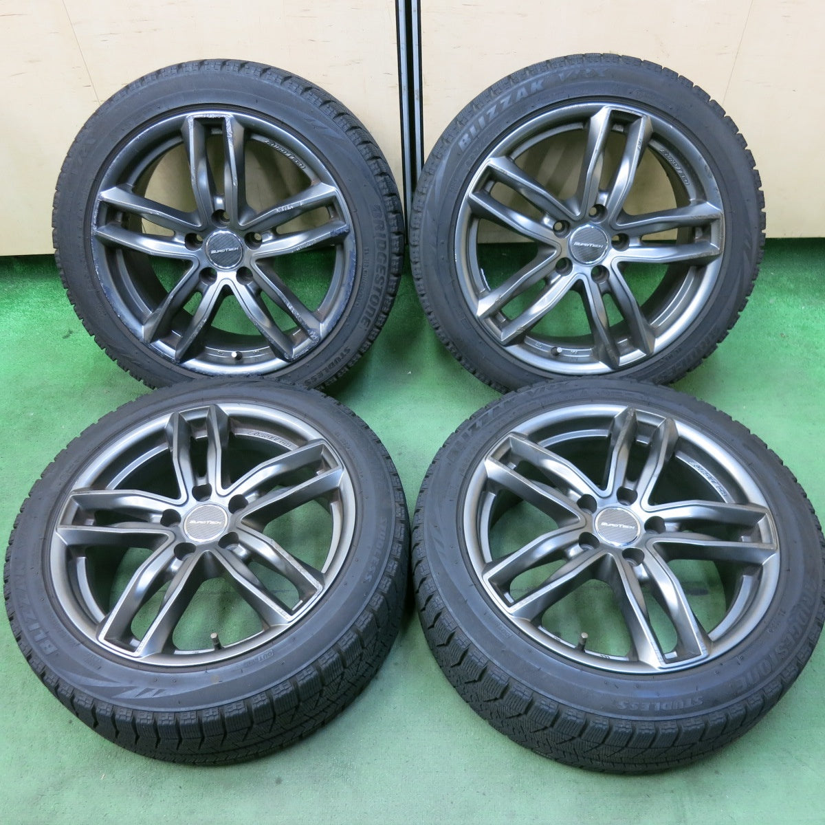 バリ溝！21年！9.5分★アウディ A3 等 EUROTECH GAYA5 225/45R17 スタッドレス ブリヂストン ブリザック VRX ユーロテック ガヤ5 17インチ PCD112/5H★5082203SKス