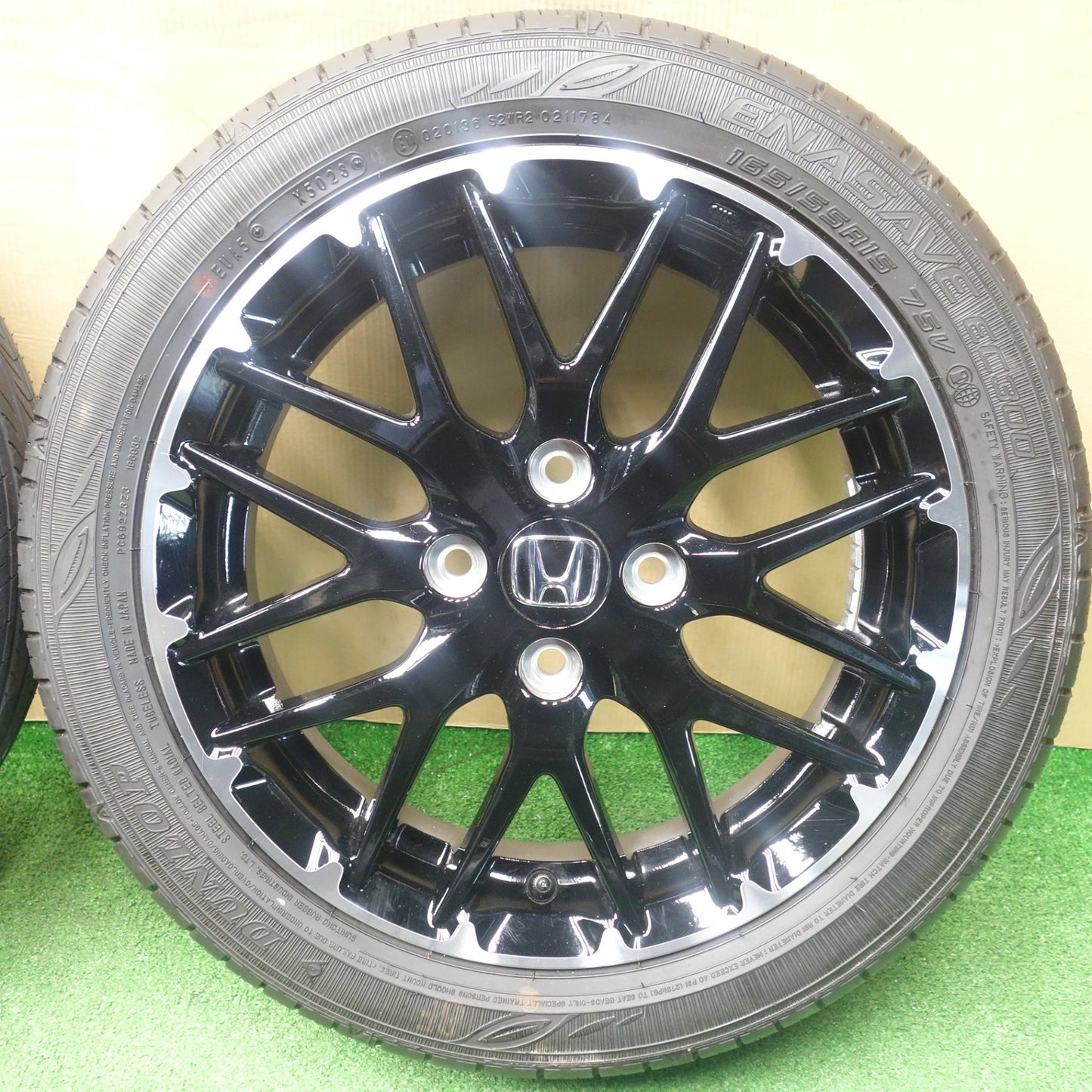 新車外し！23年★ホンダ JF5 JF6 N-BOX カスタム 純正 165/55R15 ダンロップ エナセーブ EC300 15インチ PCD100/4H★6020801KTノ