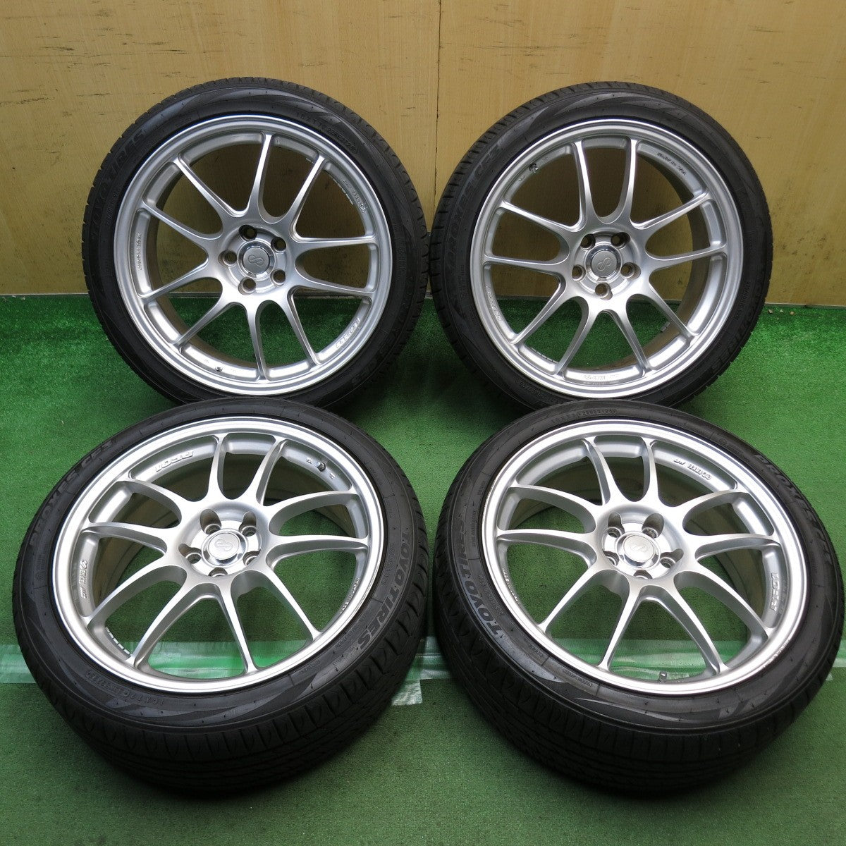 バリ溝！25年！9.5分◎86 BRZ プリウス 等 225/40R18 トーヨー プロクセス CF3 ENKEI PF01 エンケイ 18インチ PCD100/5H◎6091108KKノ