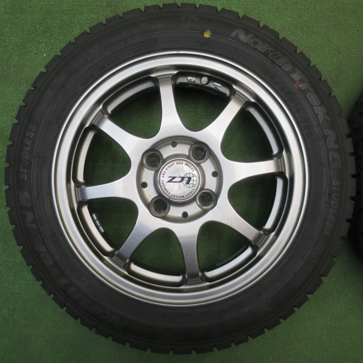 超バリ溝！23年！キレイ！9.5分以上★スタッドレス 155/65R14 オートバックス ノーストレック N5 LCZ 社外 アルミ 14インチ PCD100/4H★6032401NJス