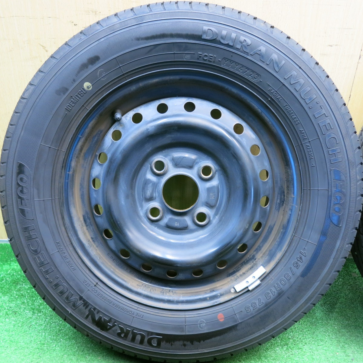 バリ溝！23年！8.5分◎145/80R13 デュラン MU:TECH ECO ヨコハマ 製 スチール ホイール 13インチ PCD100/4H◎6082705HAノ