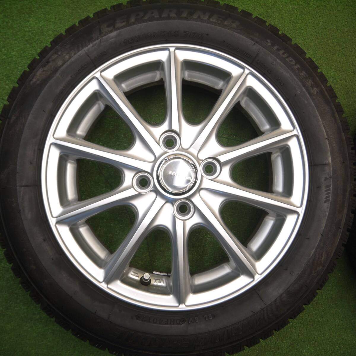 バリ溝！キレイ！8.5分★スタッドレス 155/65R14 ブリヂストン アイスパートナー ECO FORME エコフォルム 14インチ PCD100/4H★5011704Hス